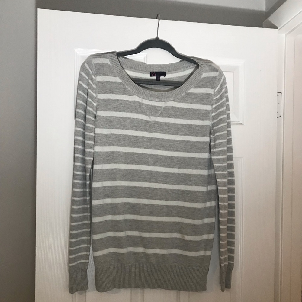 Grey and white striped sweater